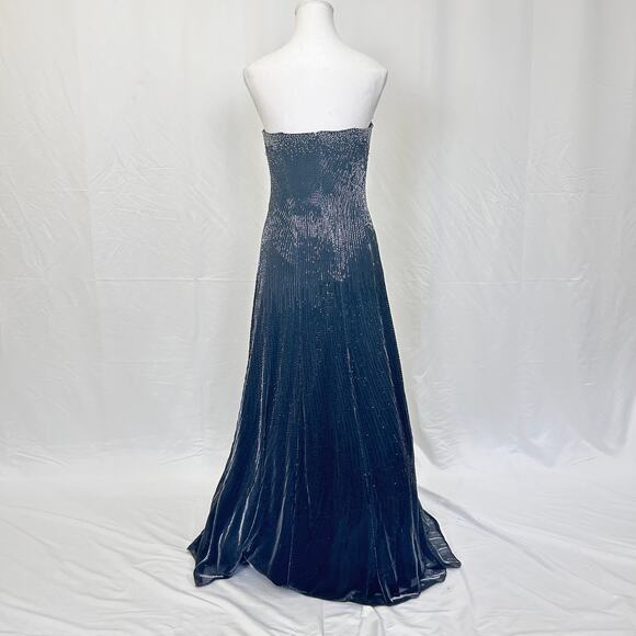 Strapless Sequin Evening Gown Elegant Black Formal Dress Size 6 - Picture 4 of 5